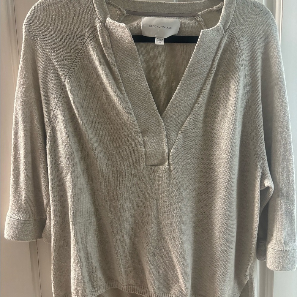 Brochu Walker women’s knit linen 3/4 sleeve pullover in excellent condition